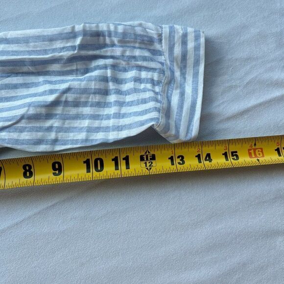 Love Notes Shirt Womens sm Blue Striped Button Up Crop Front 3/4 sleeve NWT   B1 - Picture 4 of 5
